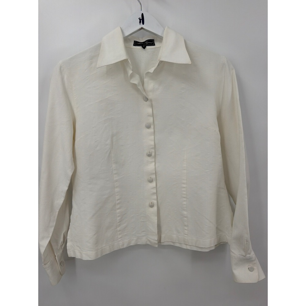 Alain Figaret Textured White Button Down Shirt Blouse Fabric Buttons French XS
